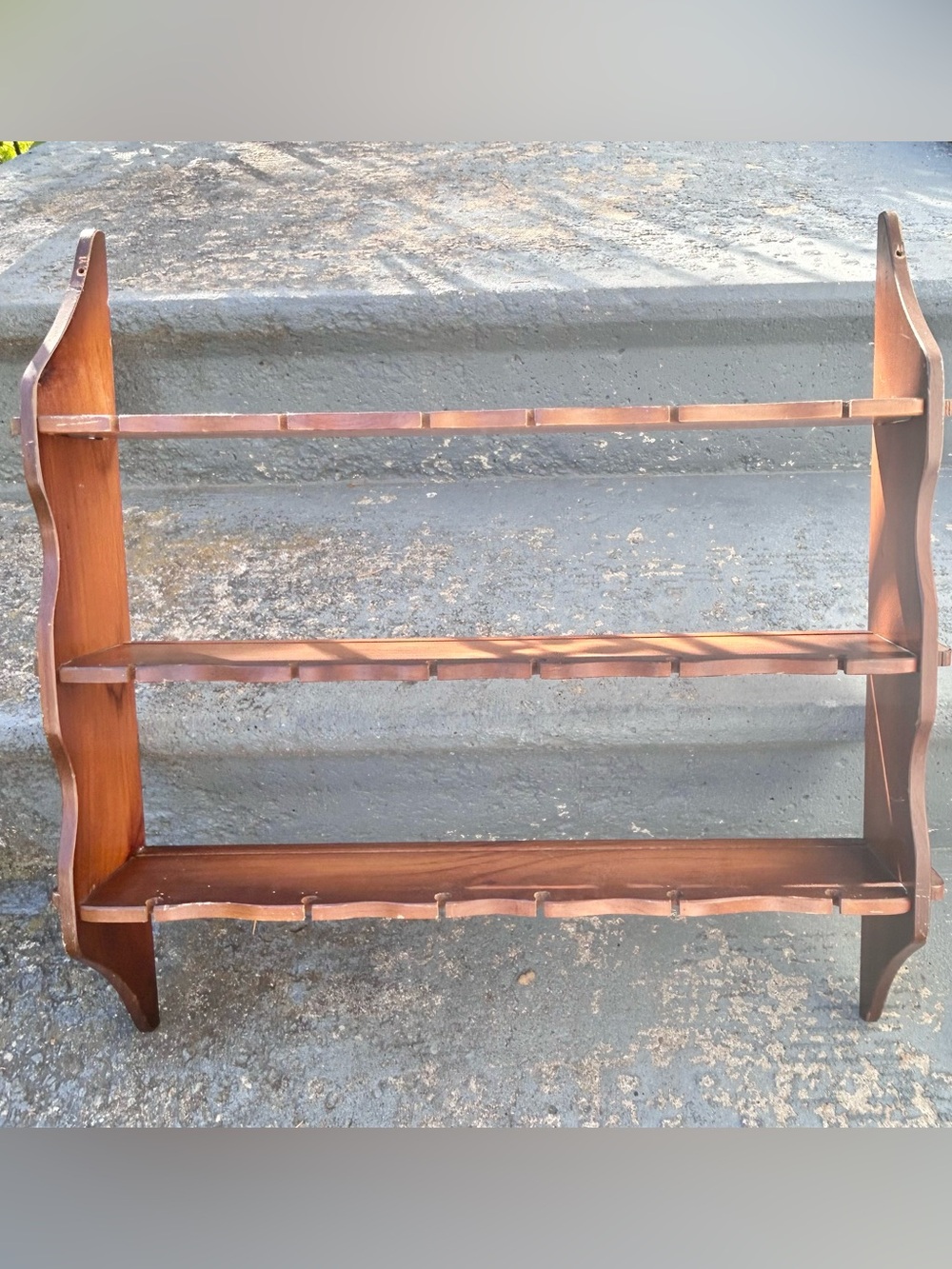 Vintage 70s Wall Hanging Wood Spoon Wall Rack Collector Souvenir Display Holder